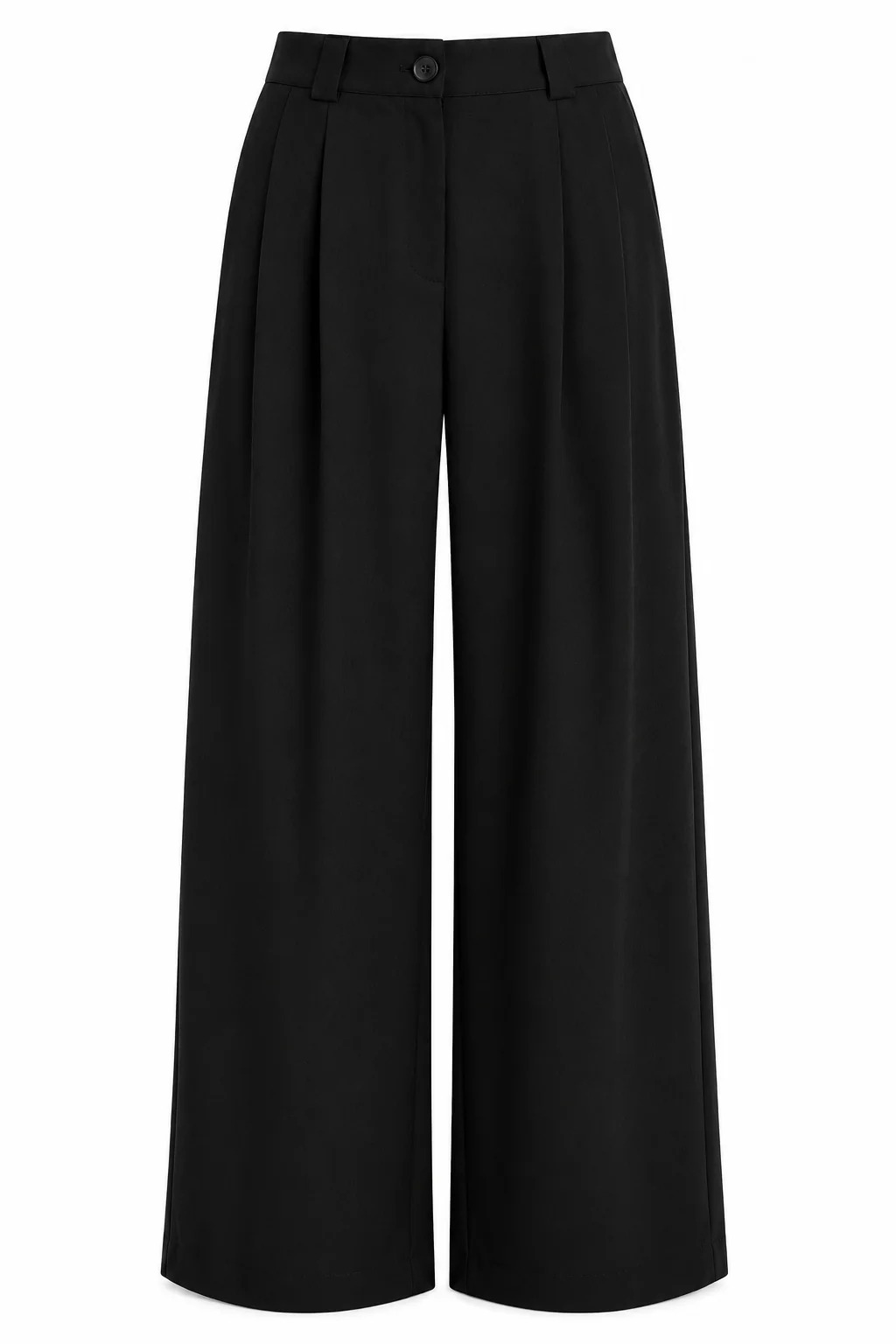 Black Pleat Detail Palazzo Trousers — photograph 2