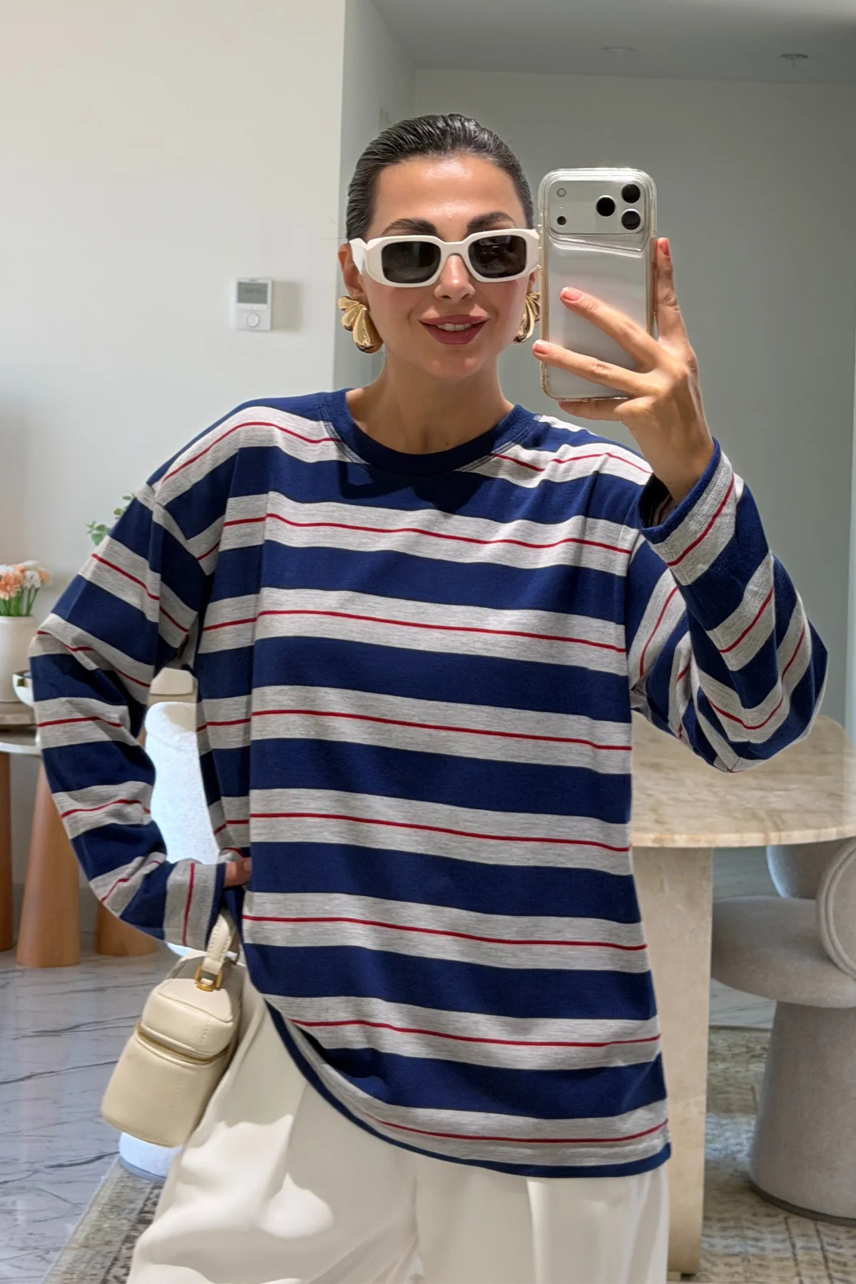 Navy Long Sleeve Striped T-Shirt — photograph 2