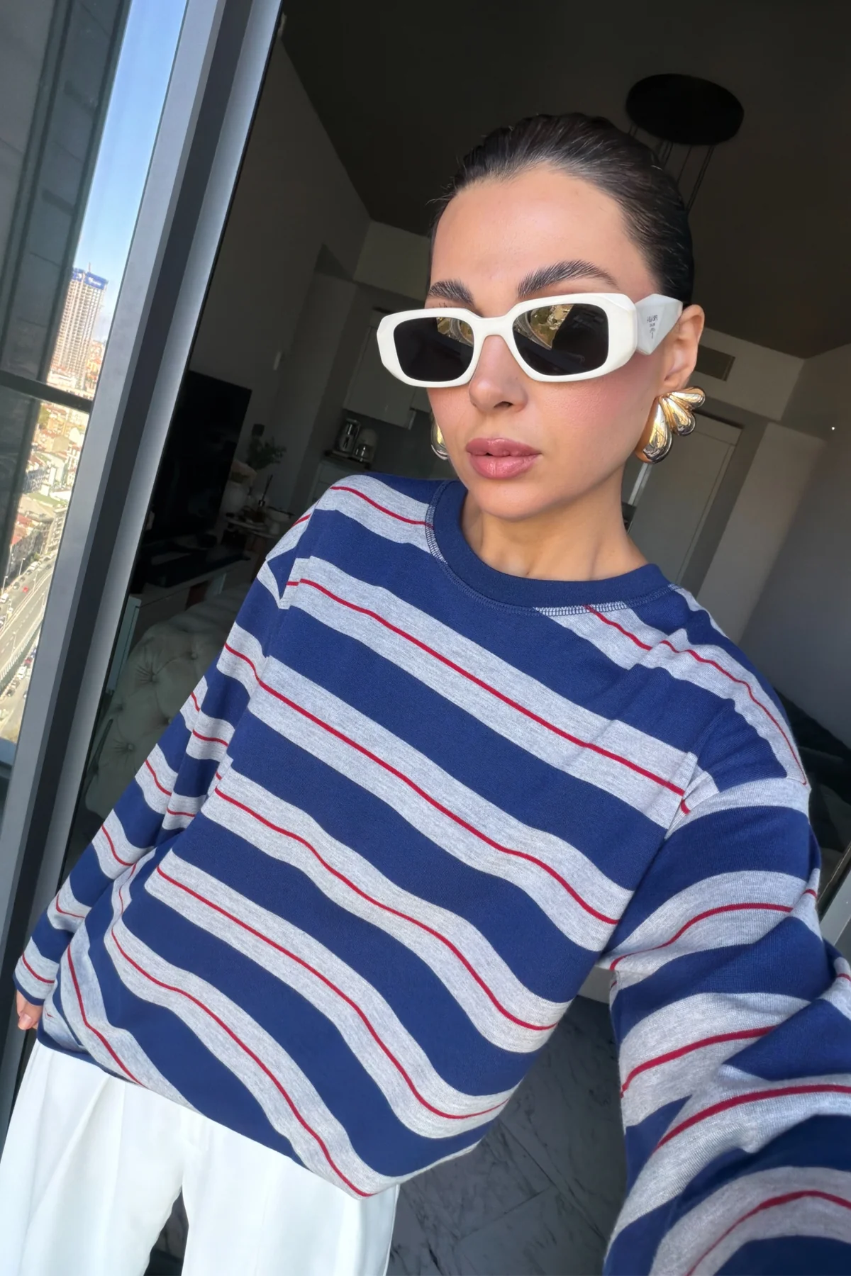 Navy Long Sleeve Striped T-Shirt — photograph 3