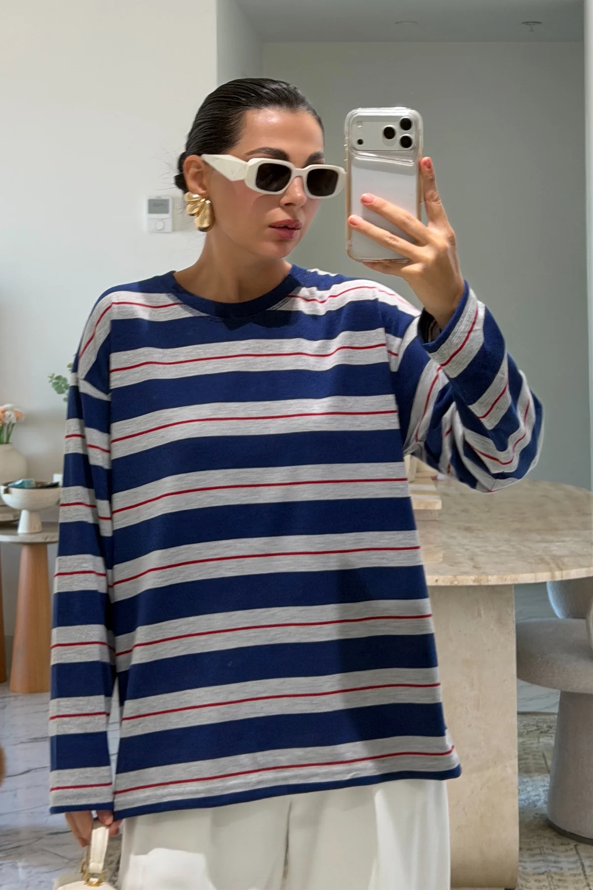 Navy Long Sleeve Striped T-Shirt — photograph 4