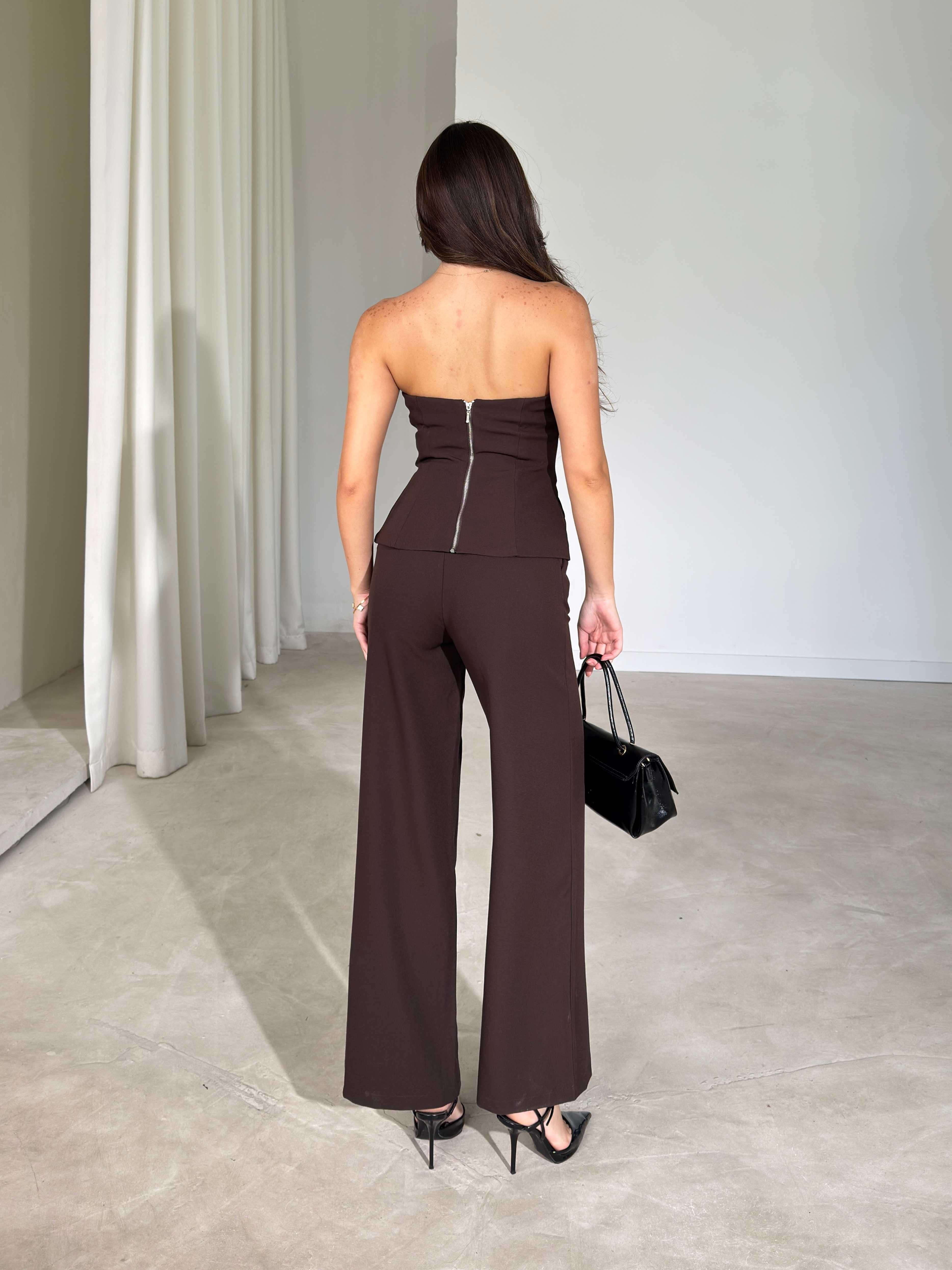 Strapless Button Embellished Lonva Two Piece Set — photograph 3