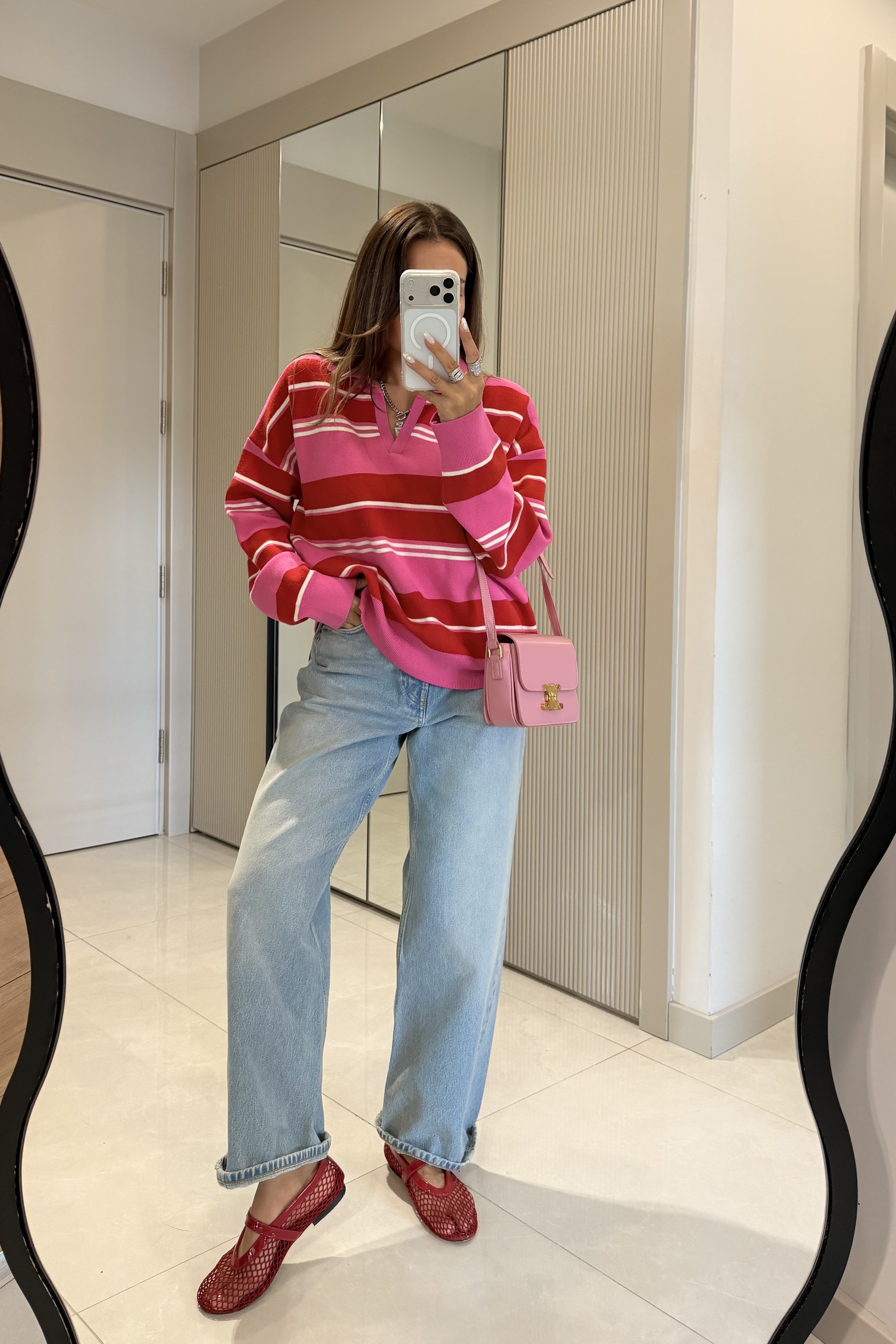Wilen Polo Collar Striped Oversized Jumper — photograph 2