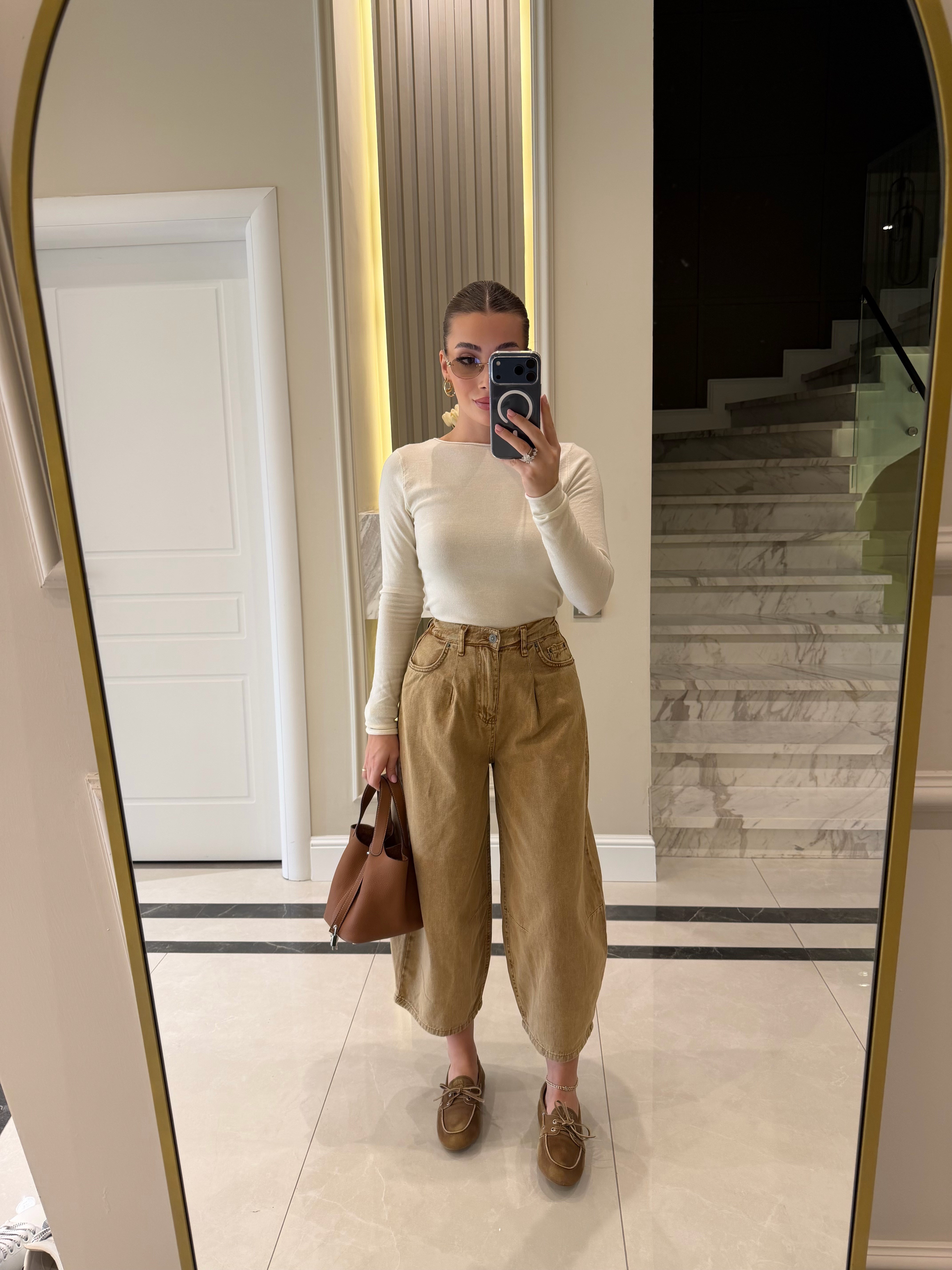 Caramel Vintage Washed Bol Cut Jeans