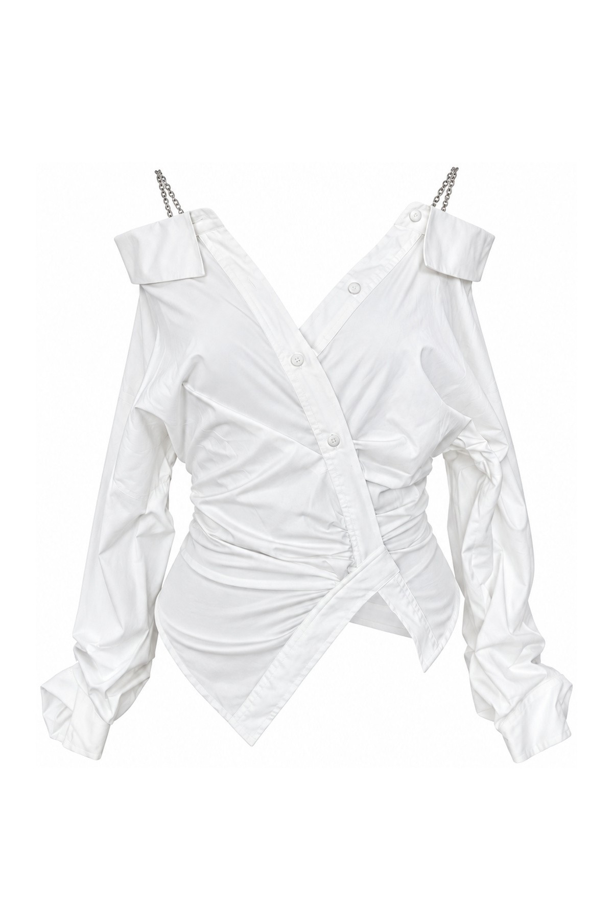Asymmetric Cut Metal Hardware Shirt — photograph 4