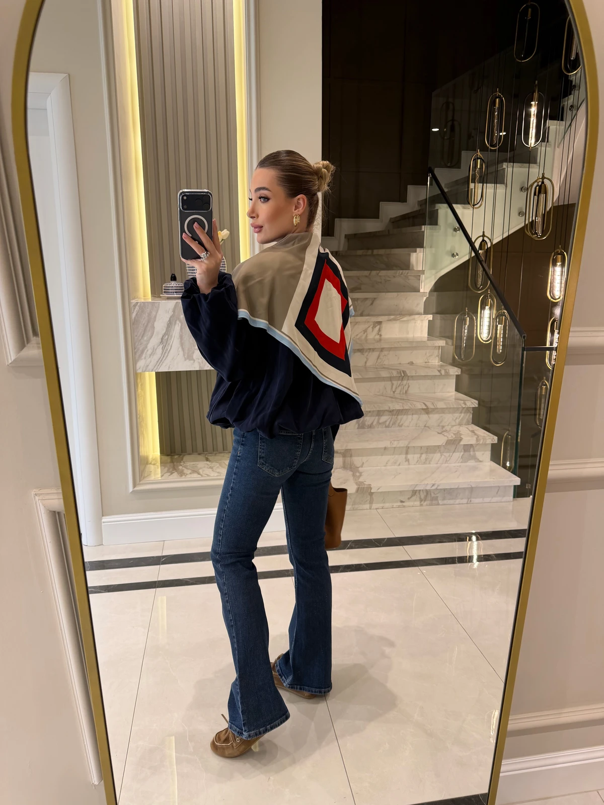Navy Zip Balloon Sleeve Jacket — photograph 5