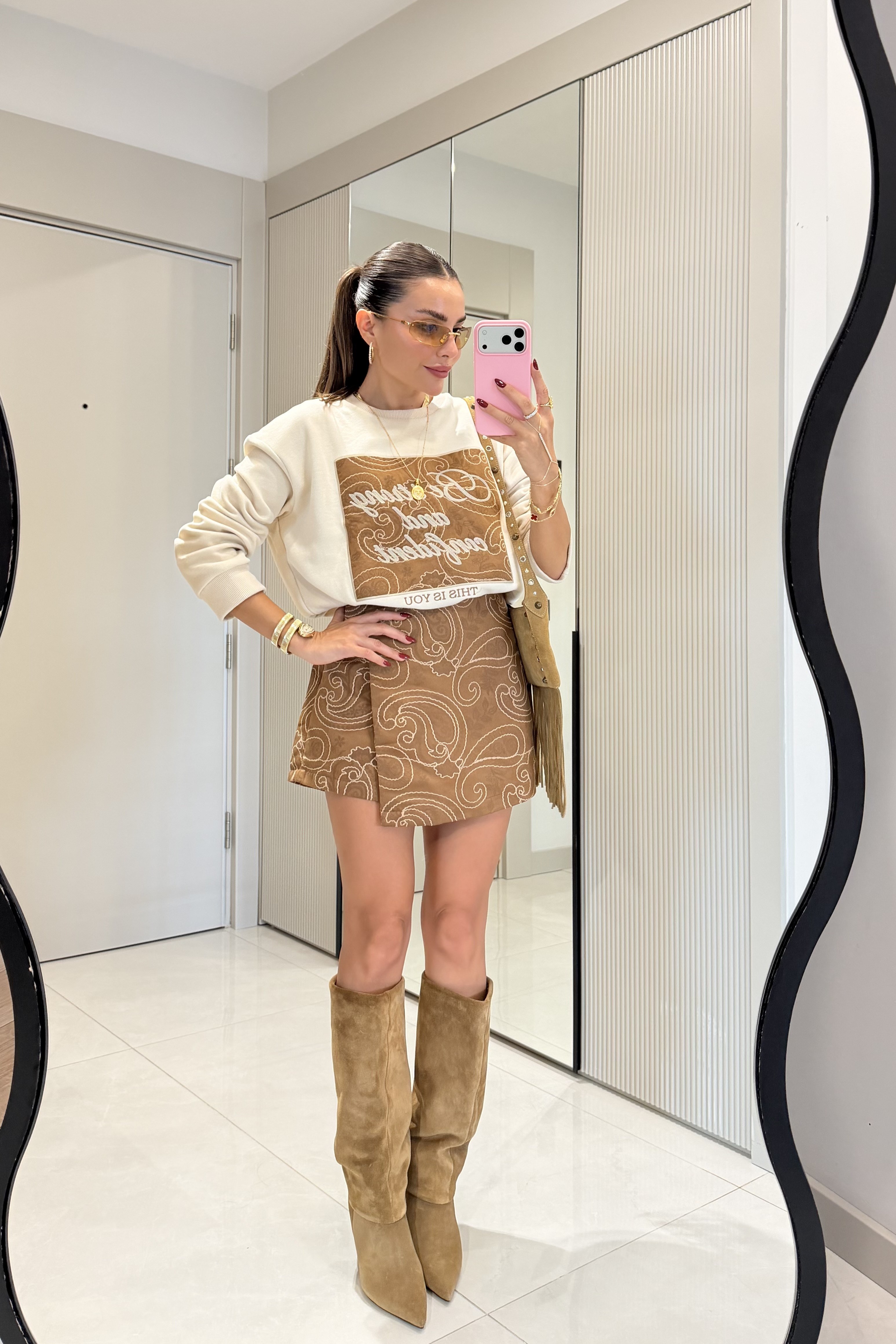 Confiend Embroidered Mini Skort