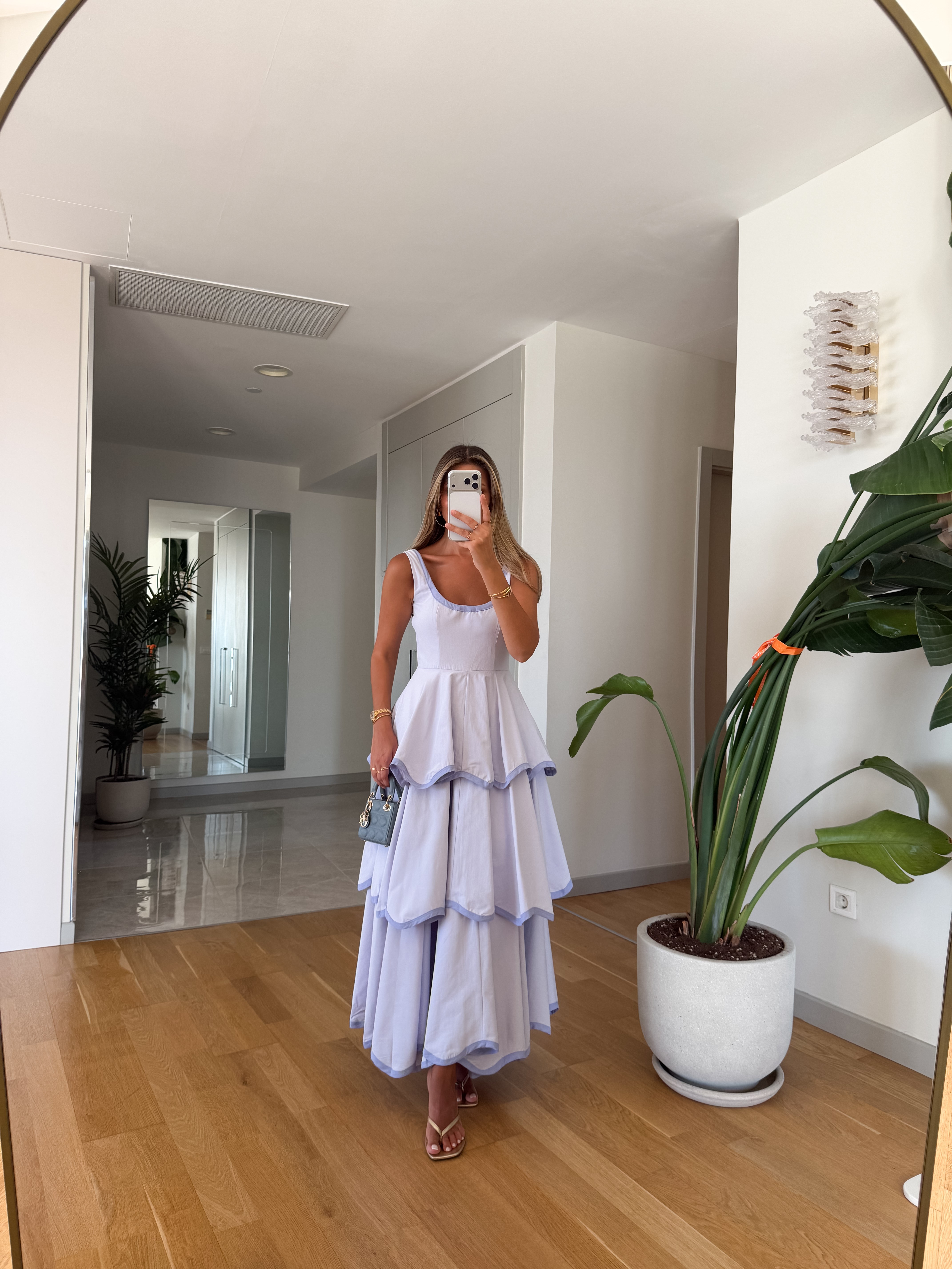 Multicoloured Piped Tiered Dress