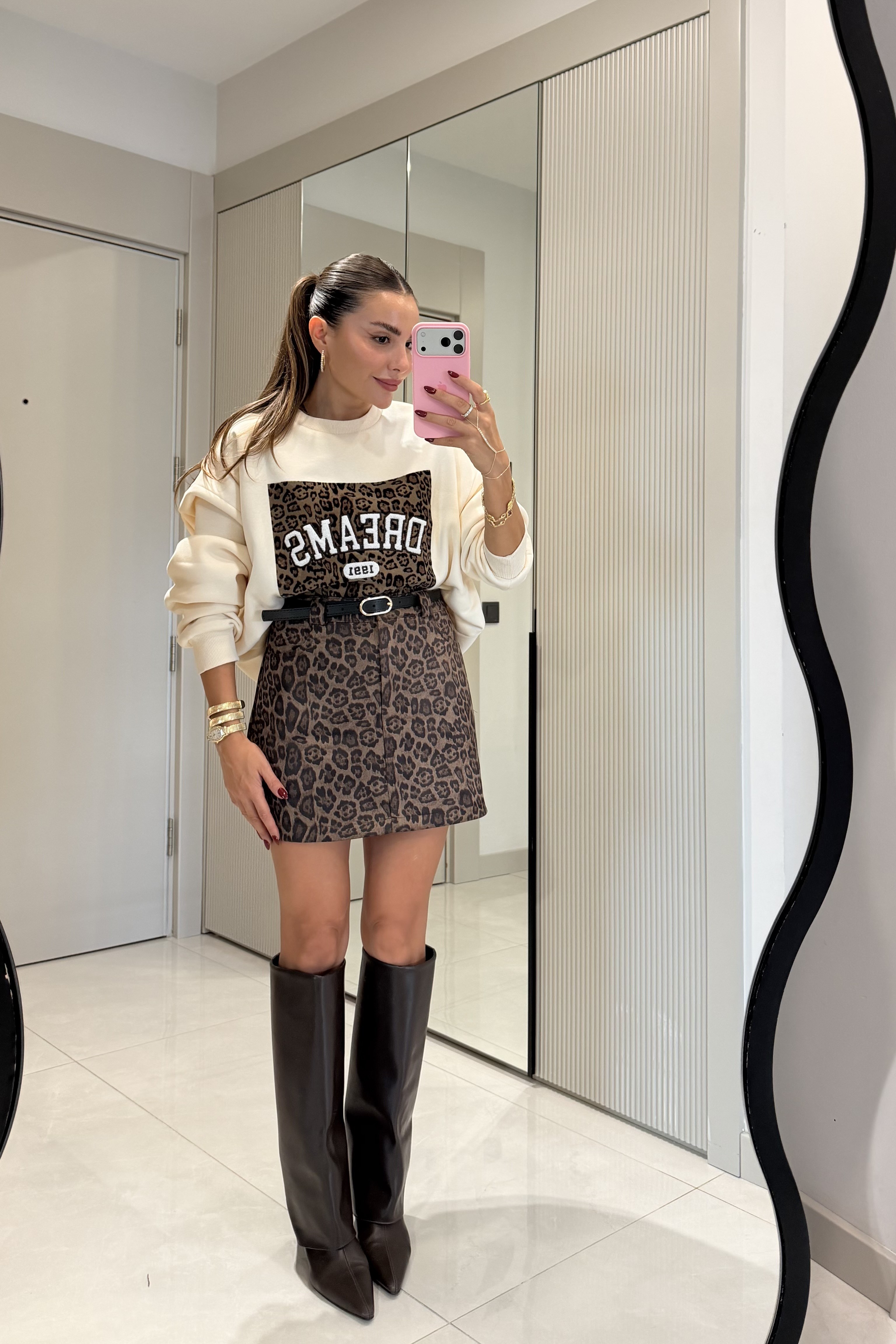 Dreams Belted Leopard Print Skort