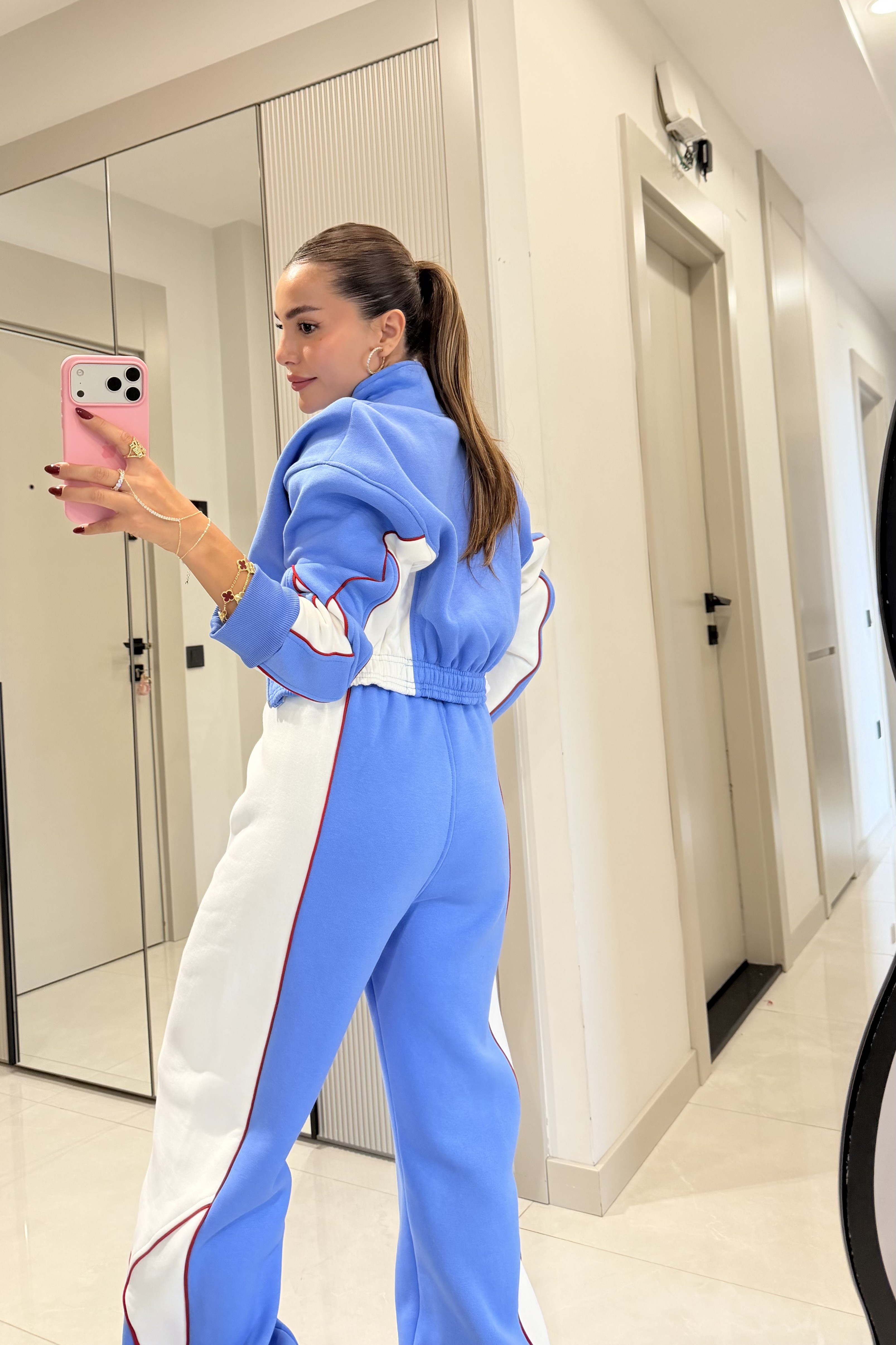Anabelle Contrast Stripe Fleece Tracksuit Set — photograph 4