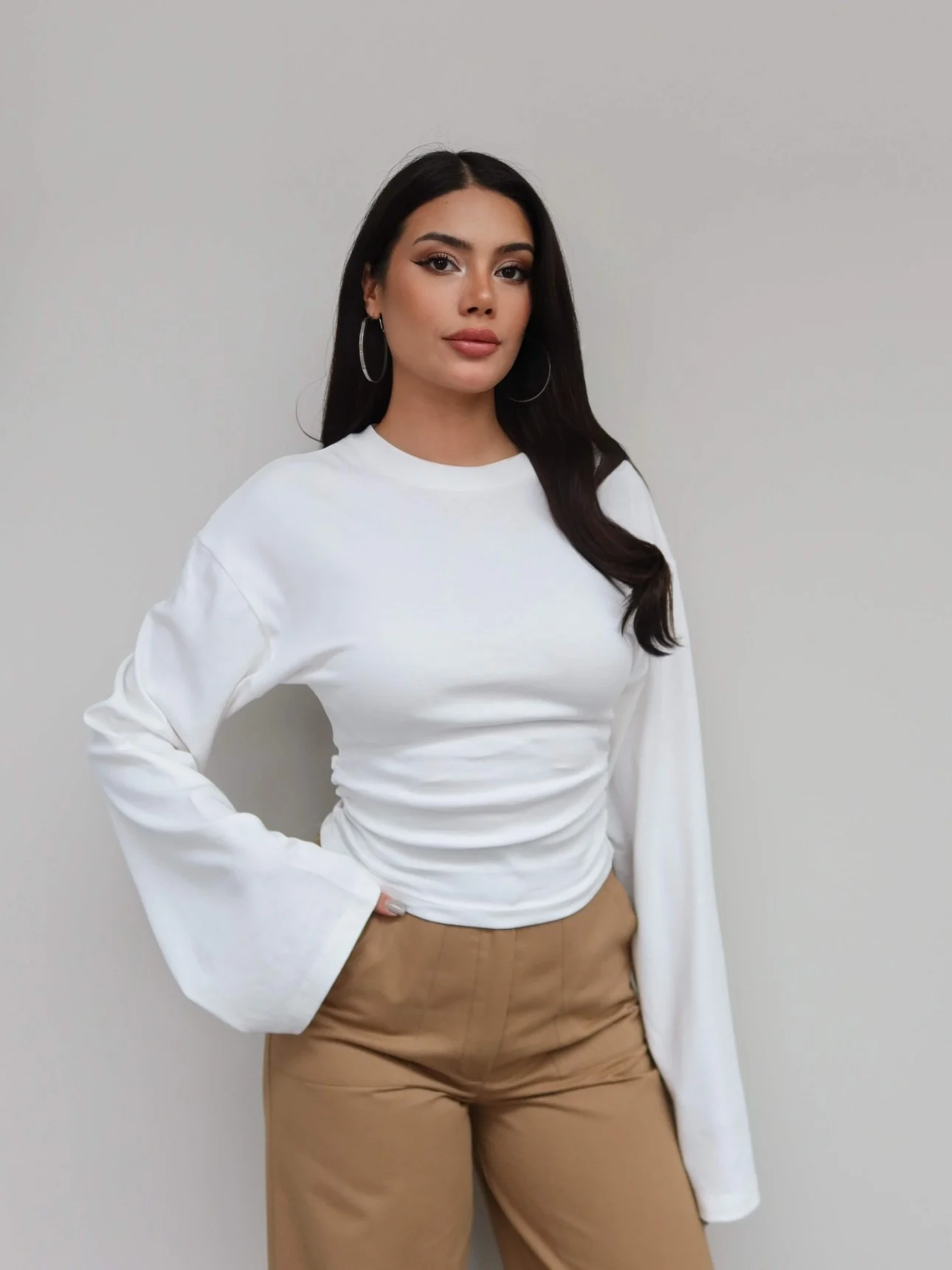 Yan Gathered Long Sleeve Blouse