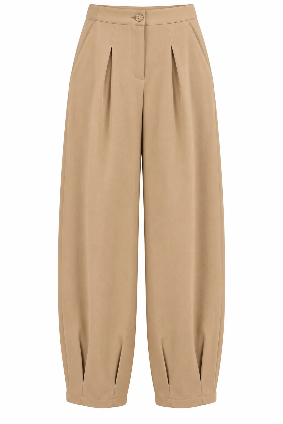 Mia Pleat Detail Camel Trousers