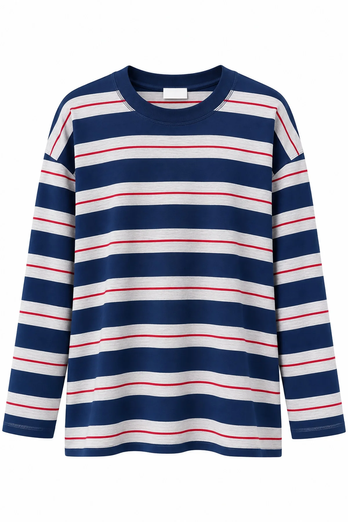 Navy Long Sleeve Striped T-Shirt