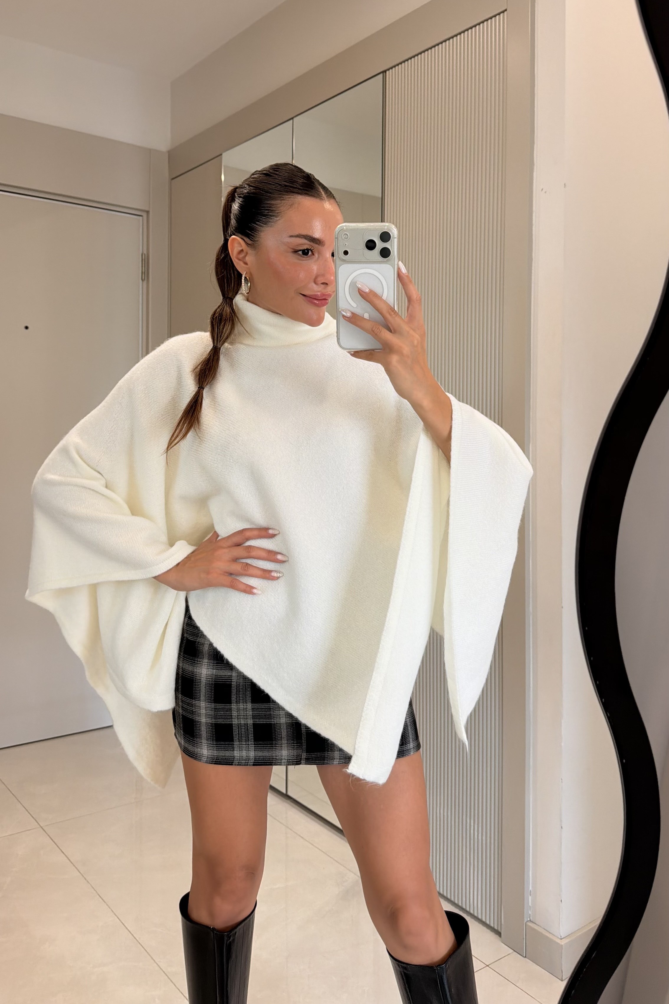Camilla Asymmetric Turtleneck Poncho — photograph 3