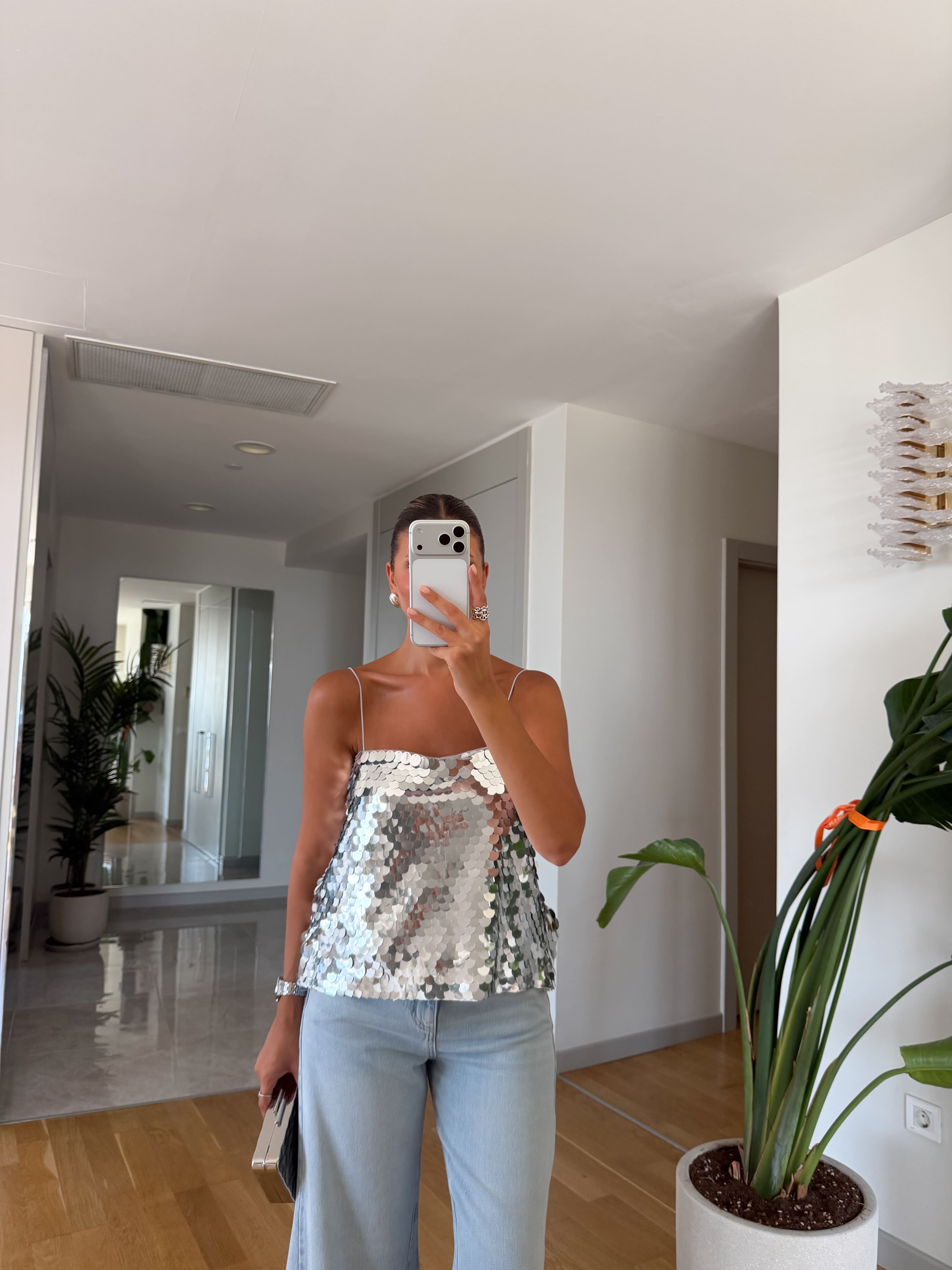 Sequinned Blouse Silver