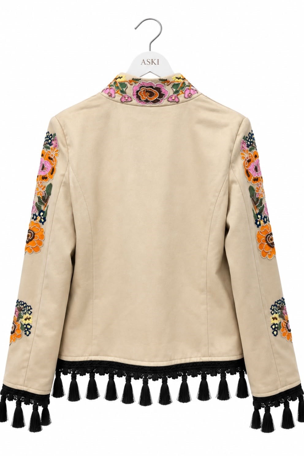 Padded Shoulder Tassel And Embroidered Bead Detail Jacket — photograph 3