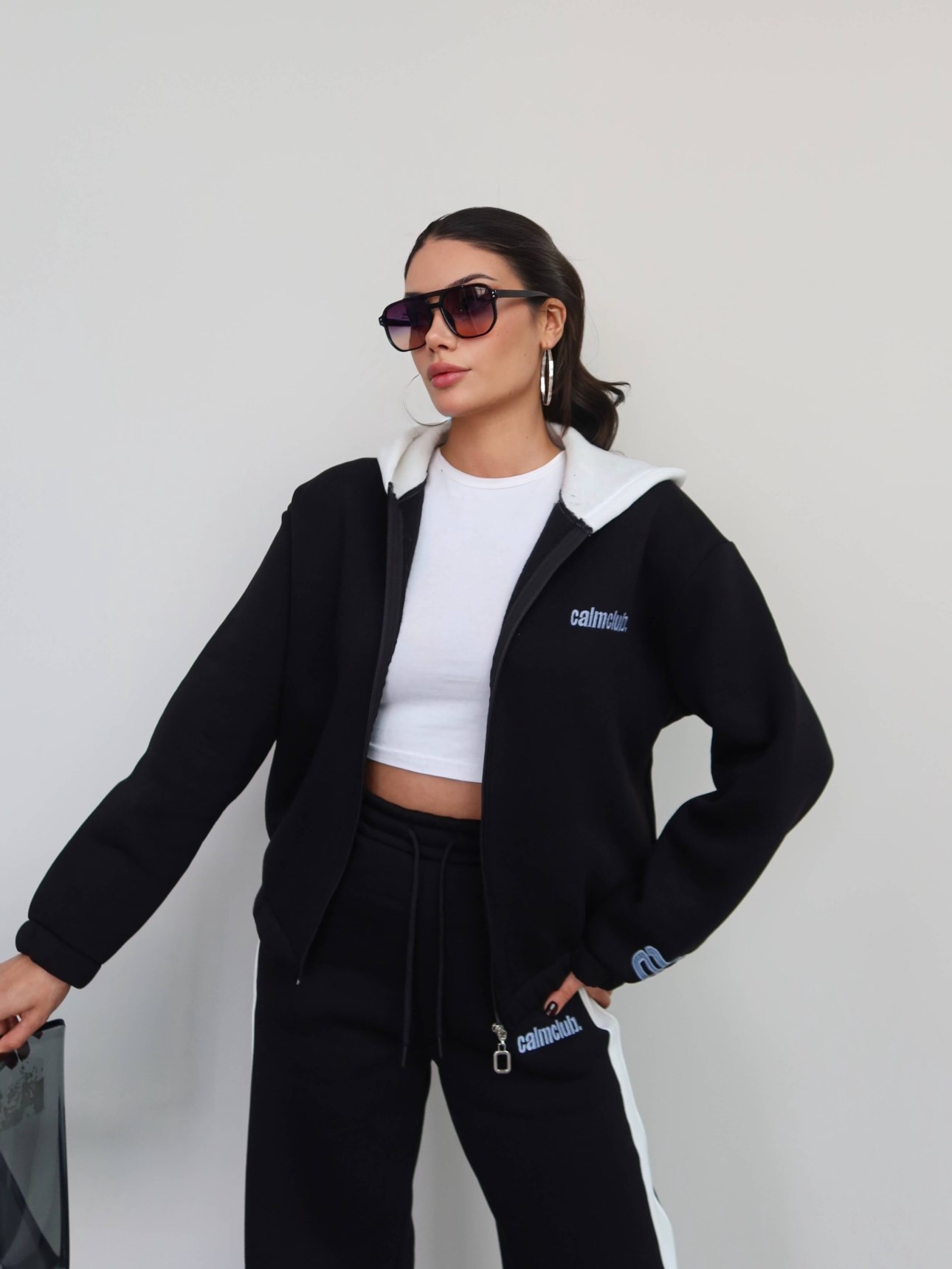 Two Tone Brushed Fleece Tracksuit Set — photograph 2
