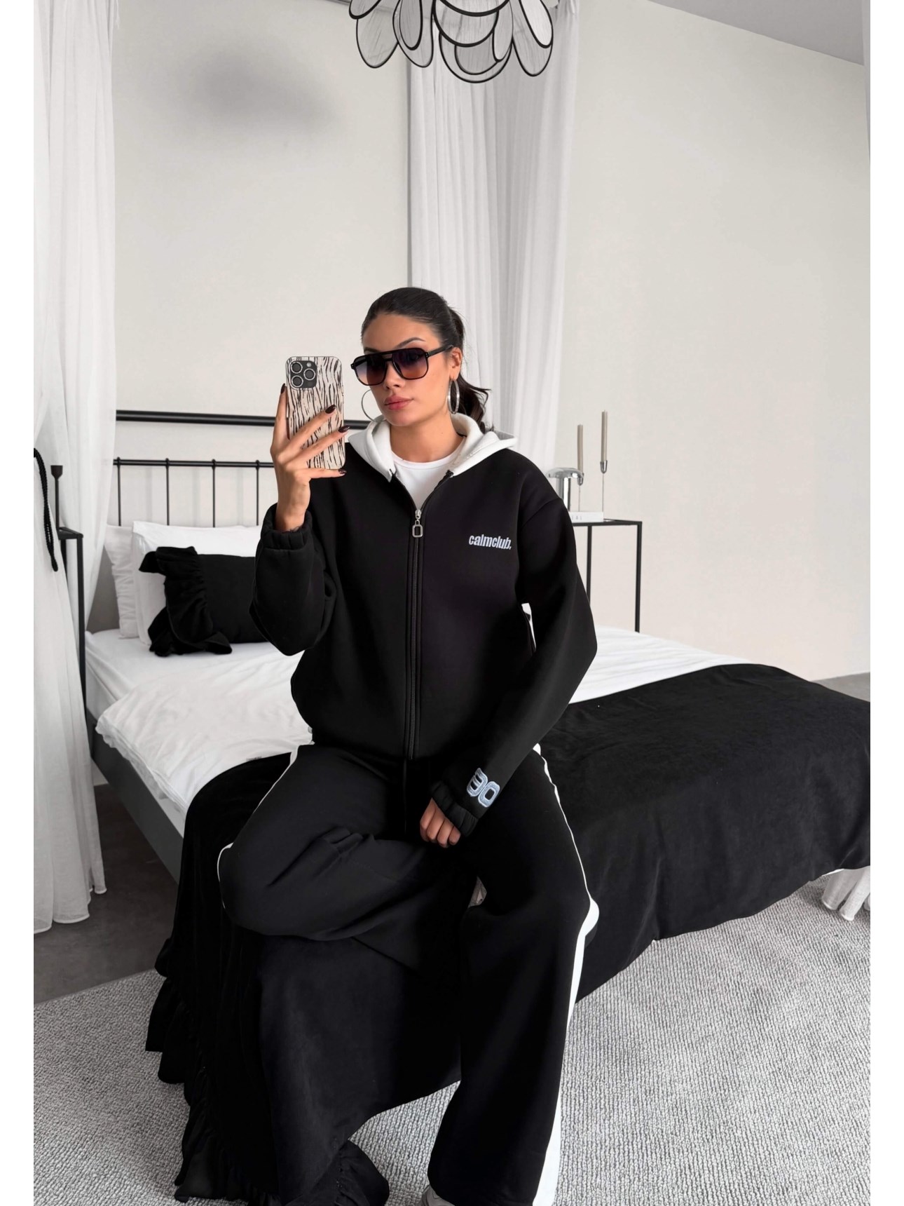 Two Tone Brushed Fleece Tracksuit Set — photograph 3