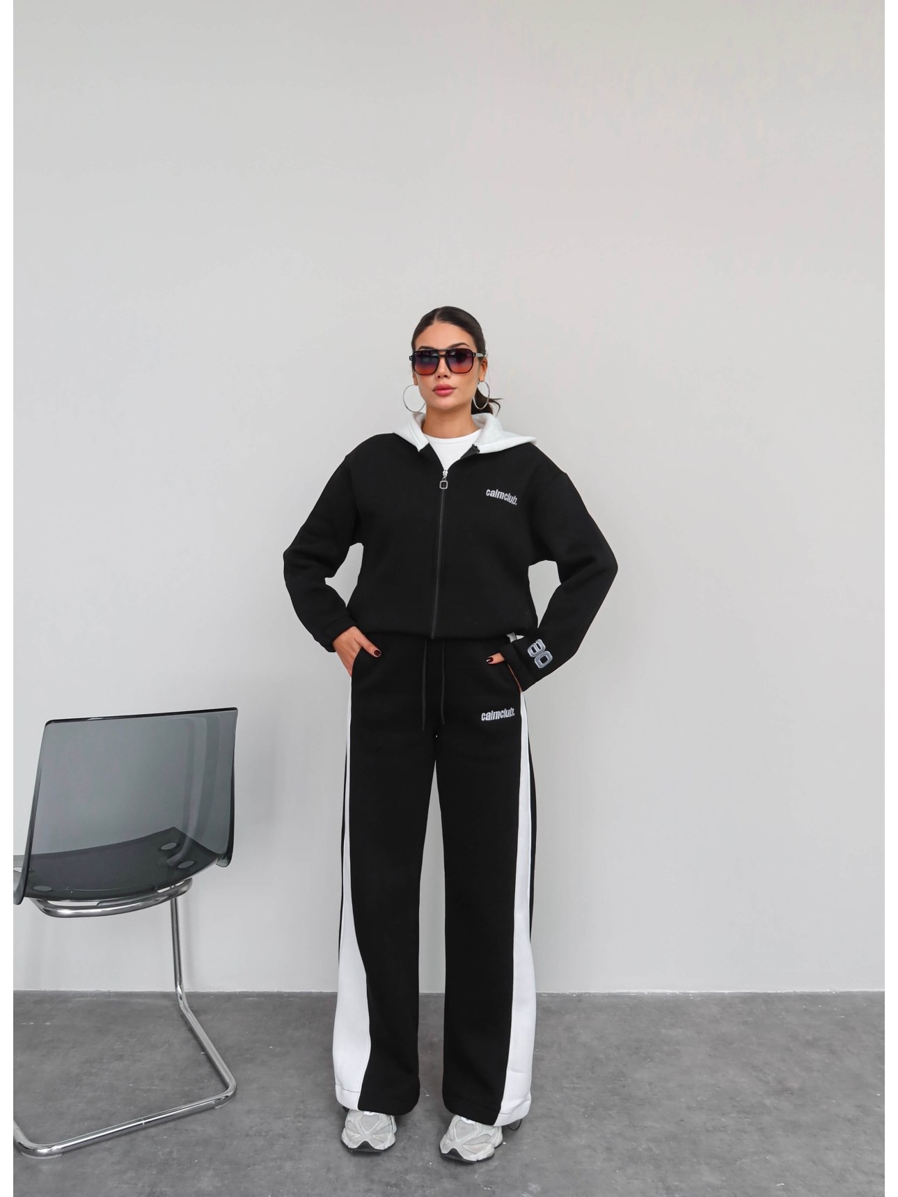 Two Tone Brushed Fleece Tracksuit Set — photograph 5