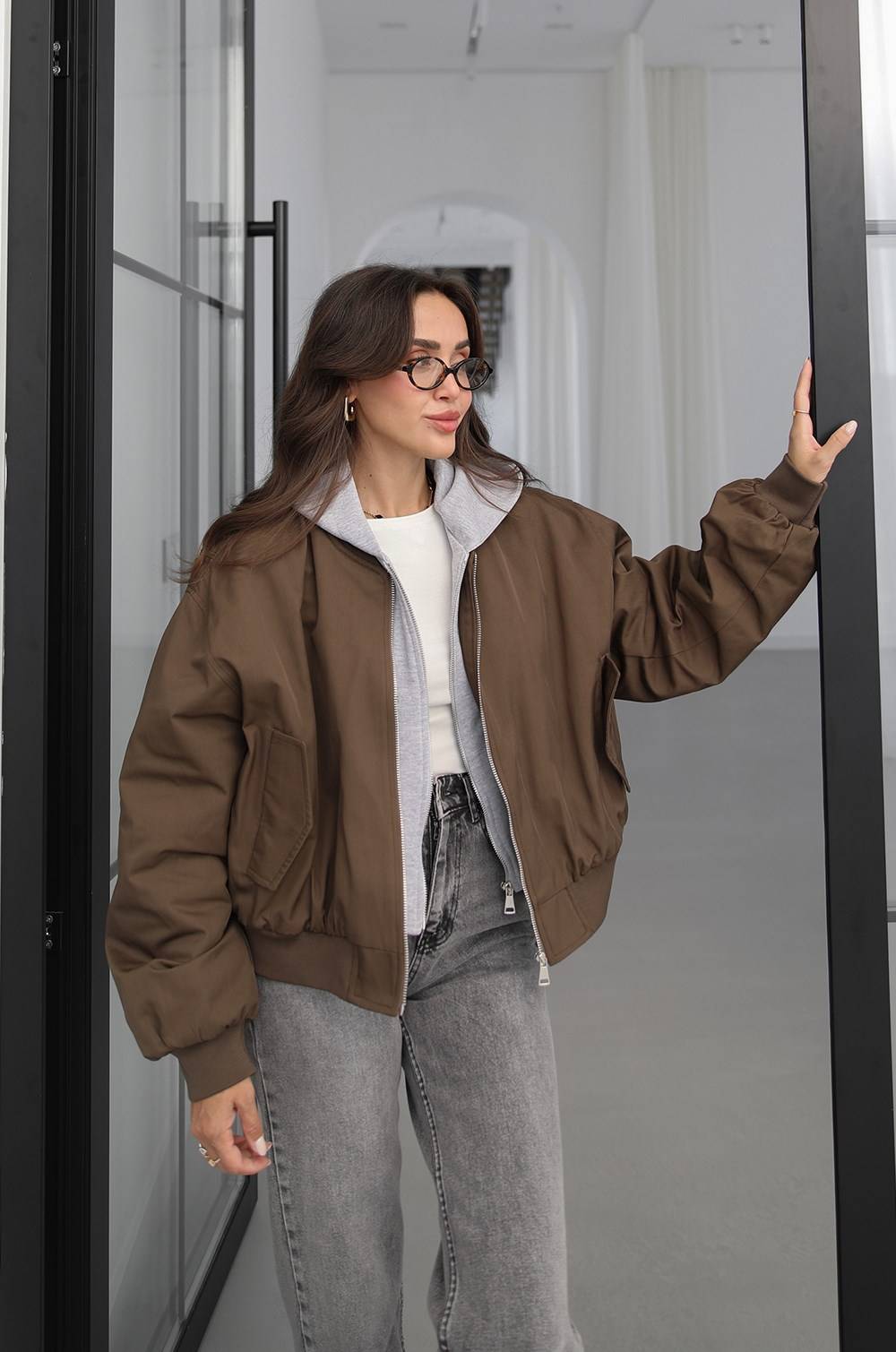 Brown Hooded Double Bomber Mont — photograph 2