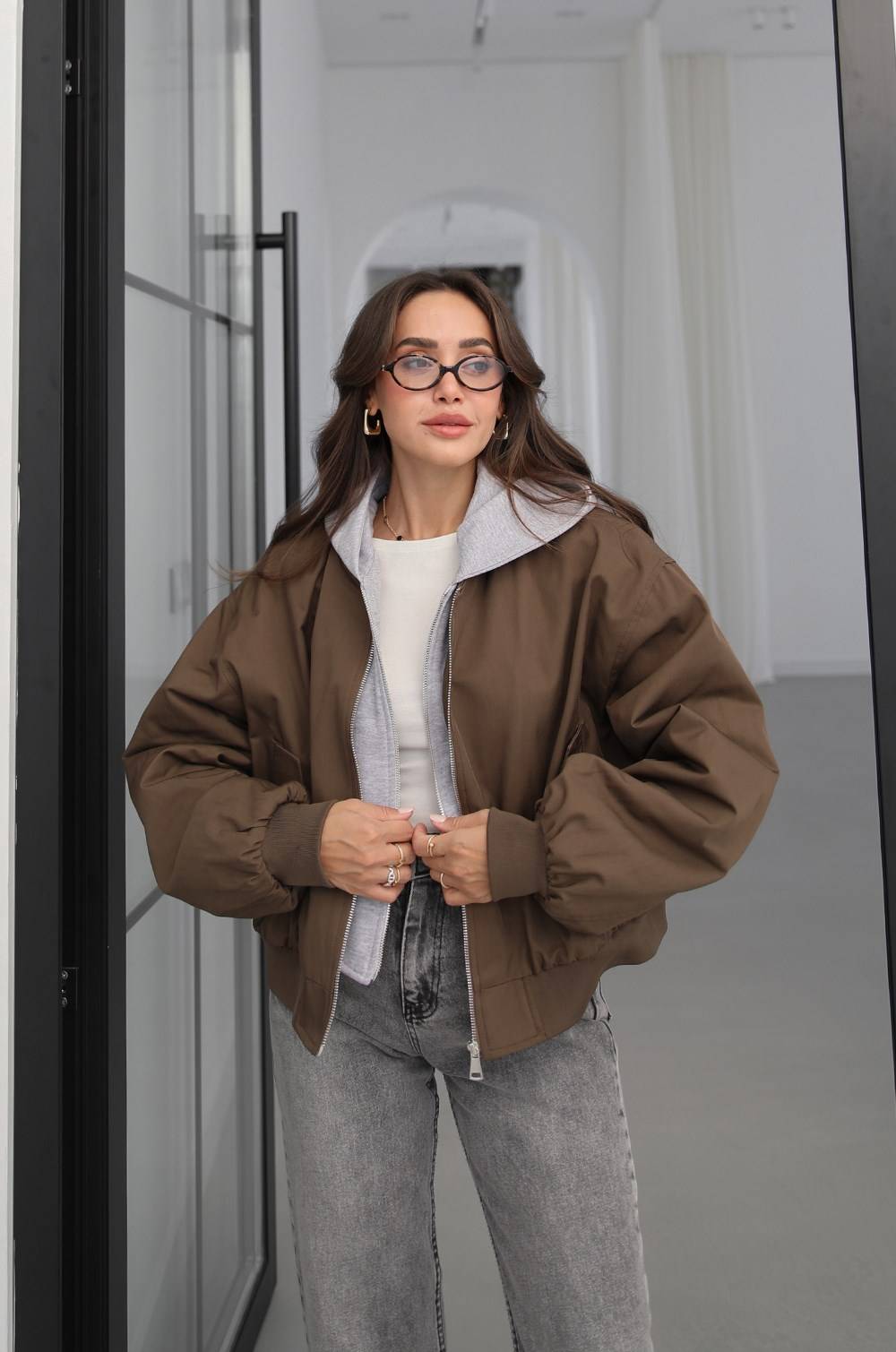 Brown Hooded Double Bomber Mont — photograph 3