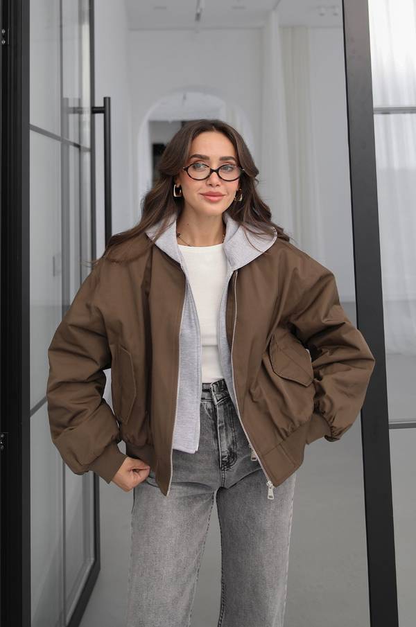 Hooded Double Layer Bomber Jacket
