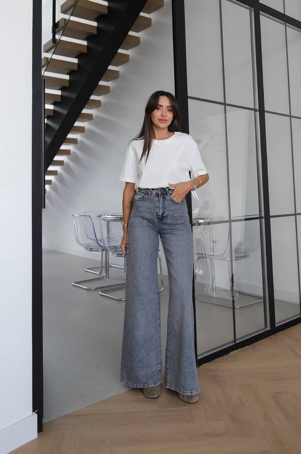 Darell Distressed Wide Leg Jeans