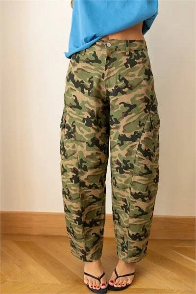 Camouflage Patterned Cargo Pocket Trousers