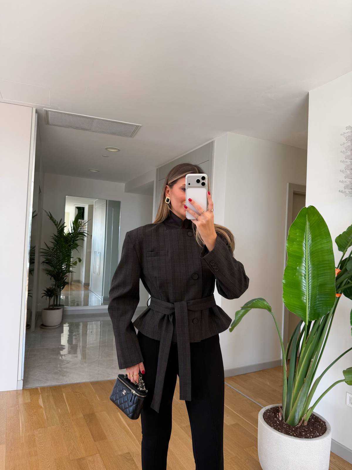 Belted Checked Jacket