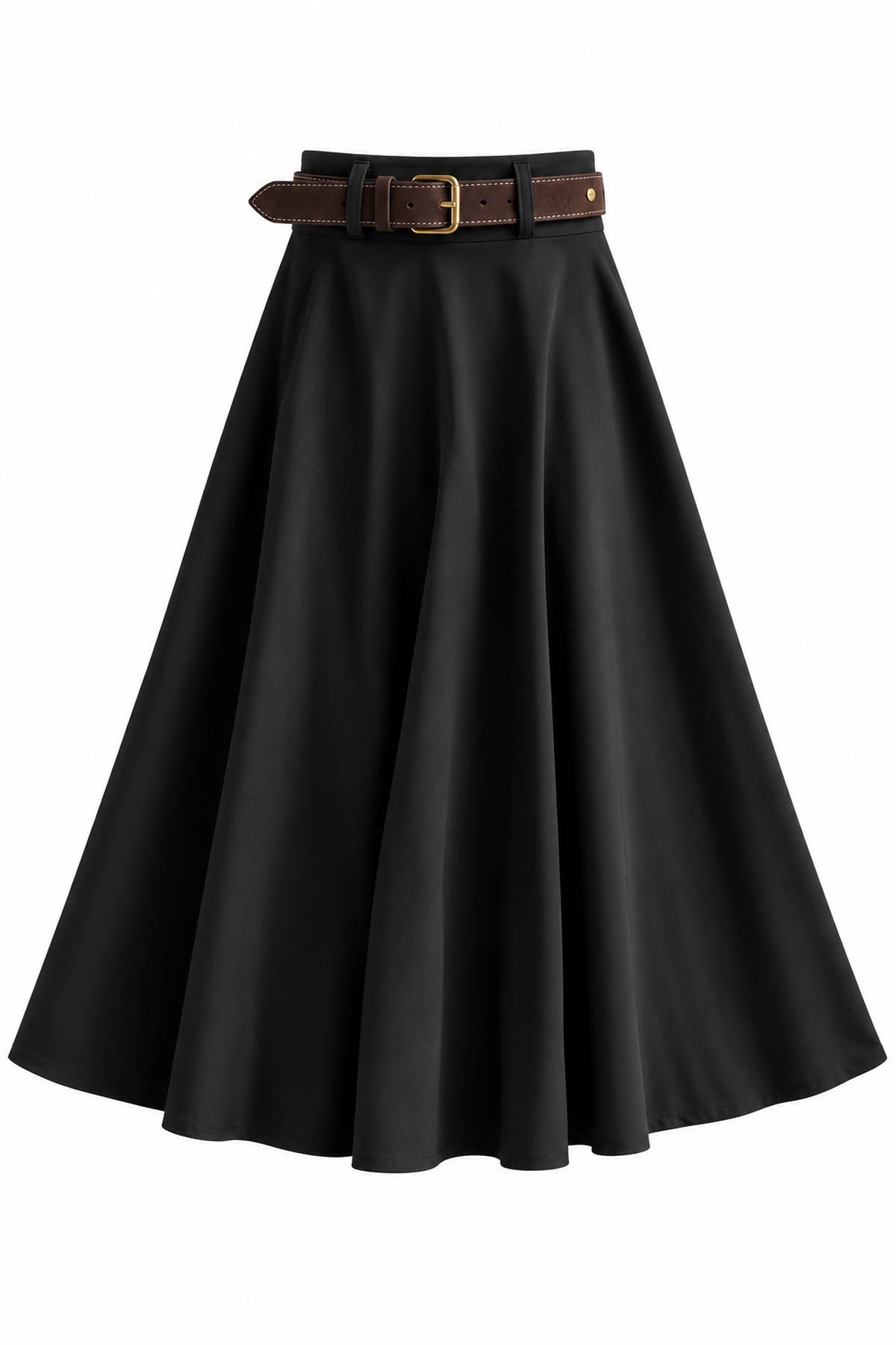 Suede Belted Maxi Basic Skirt — photograph 3