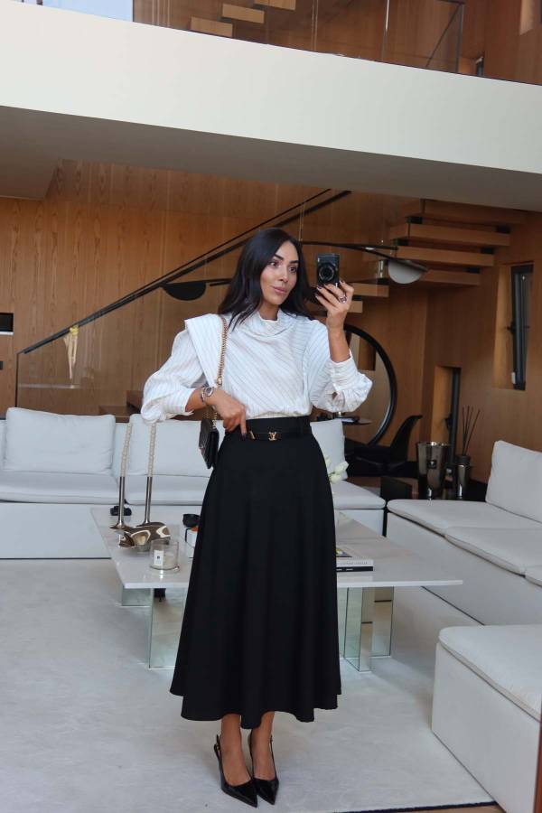 Suede Belt Maxi Basic Skirt
