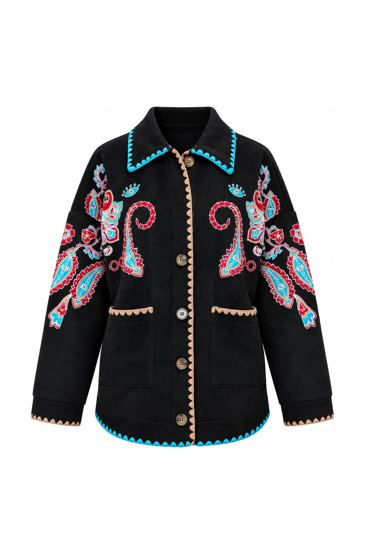 Premium Embroidery Embroidered Suede Jacket — photograph 3