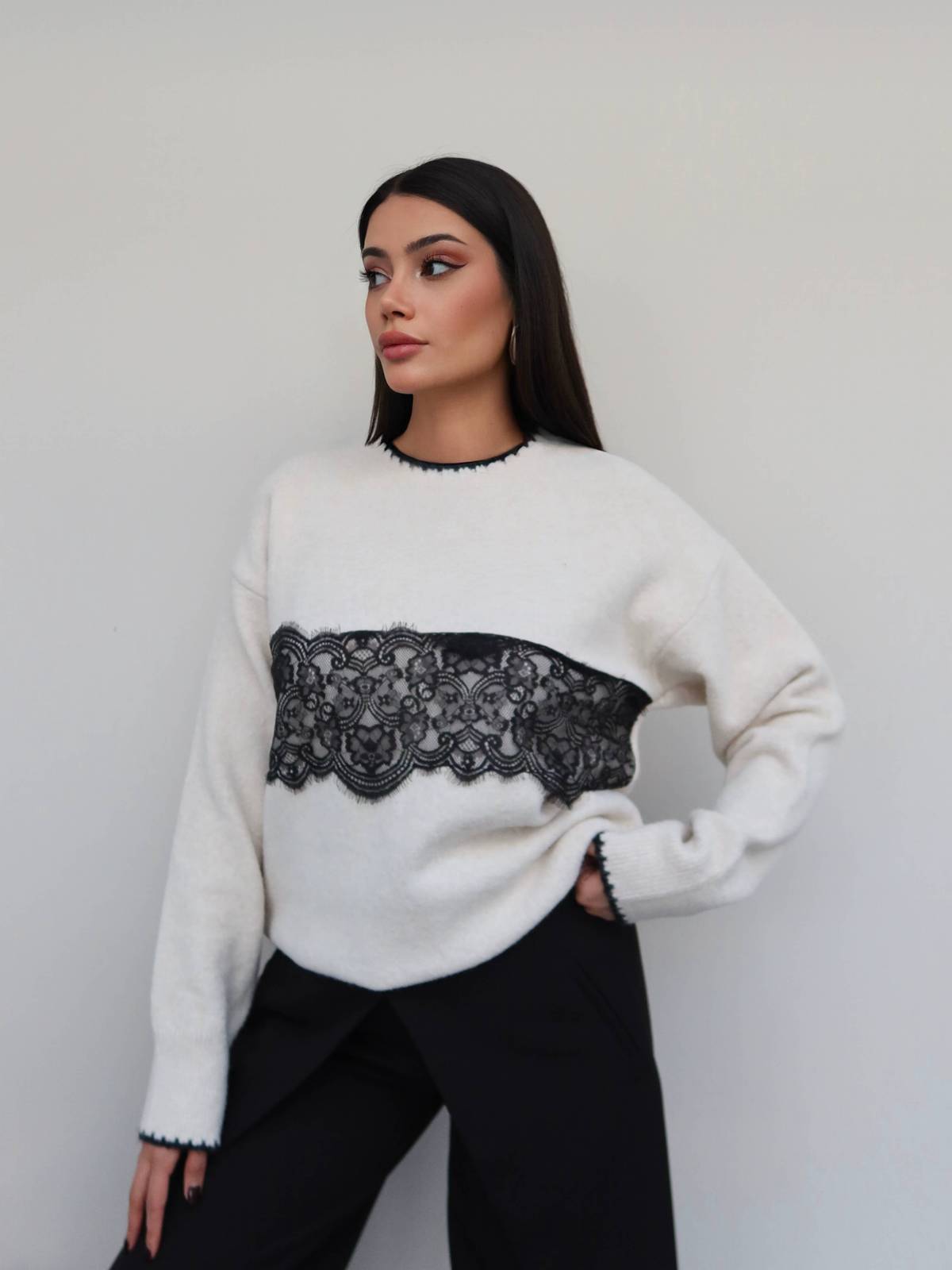 Lace Heart Detail Soft Knit Jumper — photograph 2