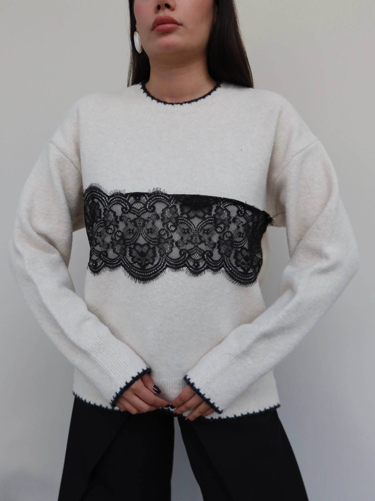 Lace Heart Detail Soft Knit Jumper — photograph 3