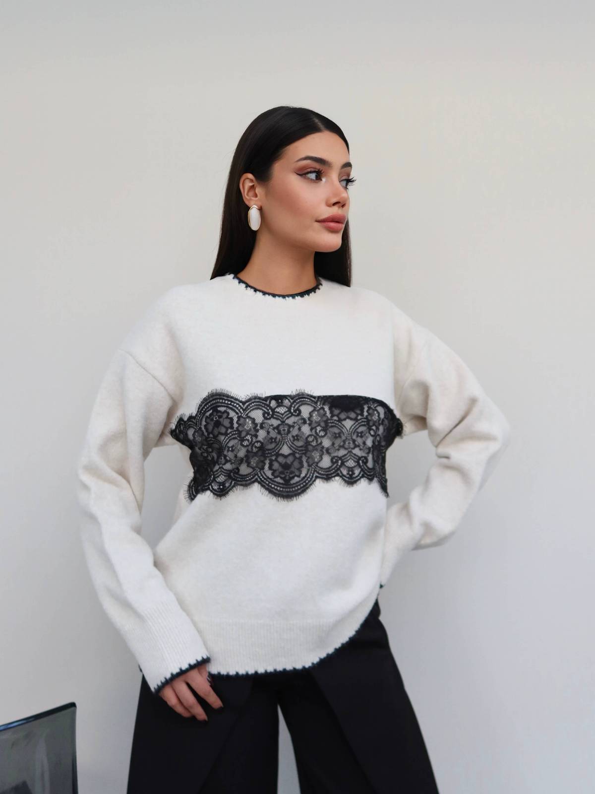 Lace Heart Detail Soft Knit Jumper — photograph 4