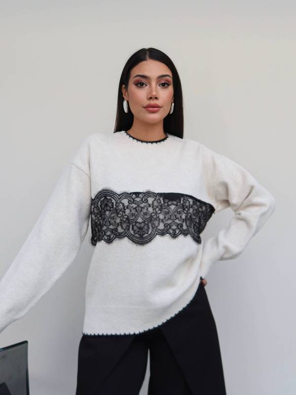 Lace Heart Detail Soft Knit Jumper
