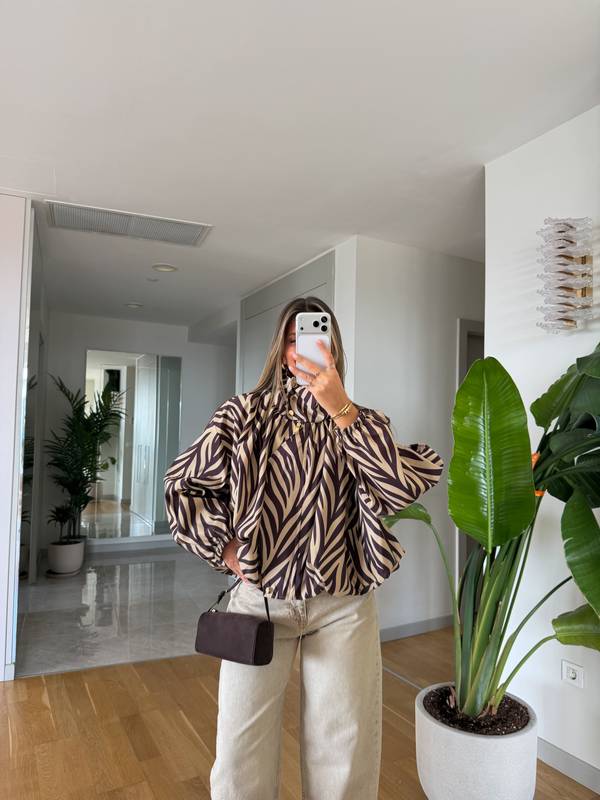 Zebra Print Stand Collar Bomber Jacket