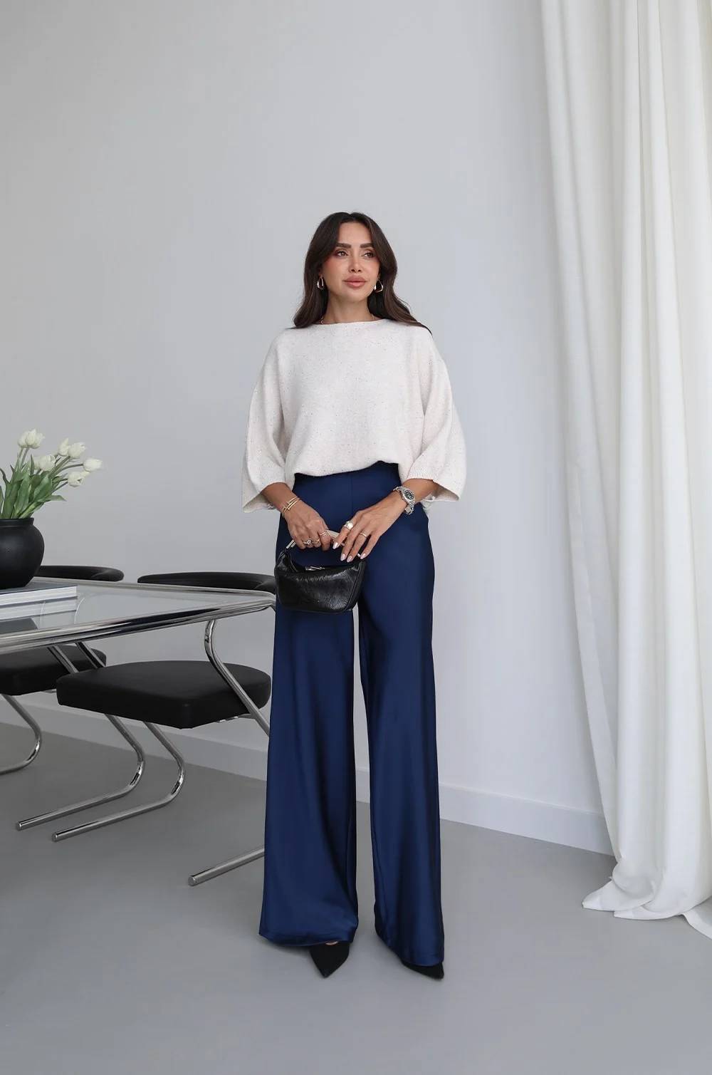 Flowing Satin Wide Leg Trousers — photograph 3