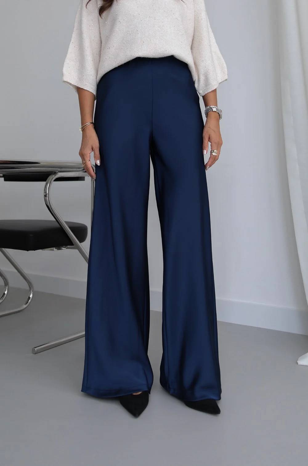 Flowing Satin Wide Leg Trousers — photograph 4