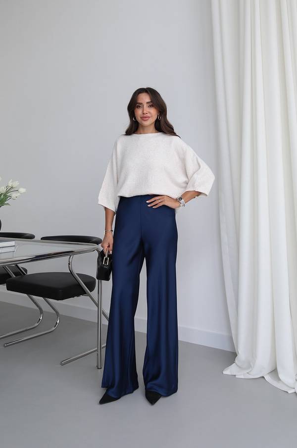 Flowing Satin Wide Leg Trousers