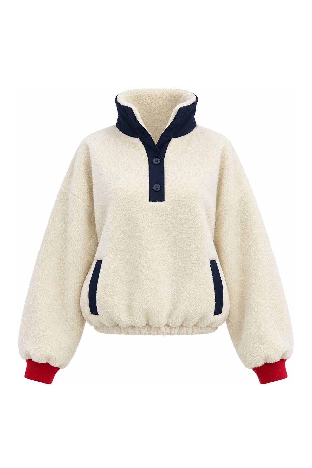Elasticated Waist Button Polar Sweat — photograph 2