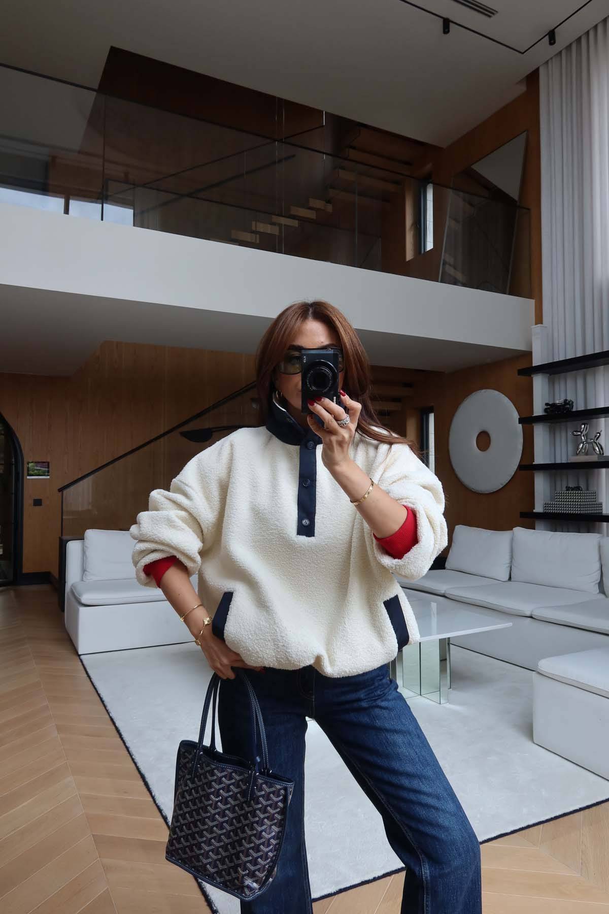 Elasticated Waist Button Polar Sweat — photograph 4