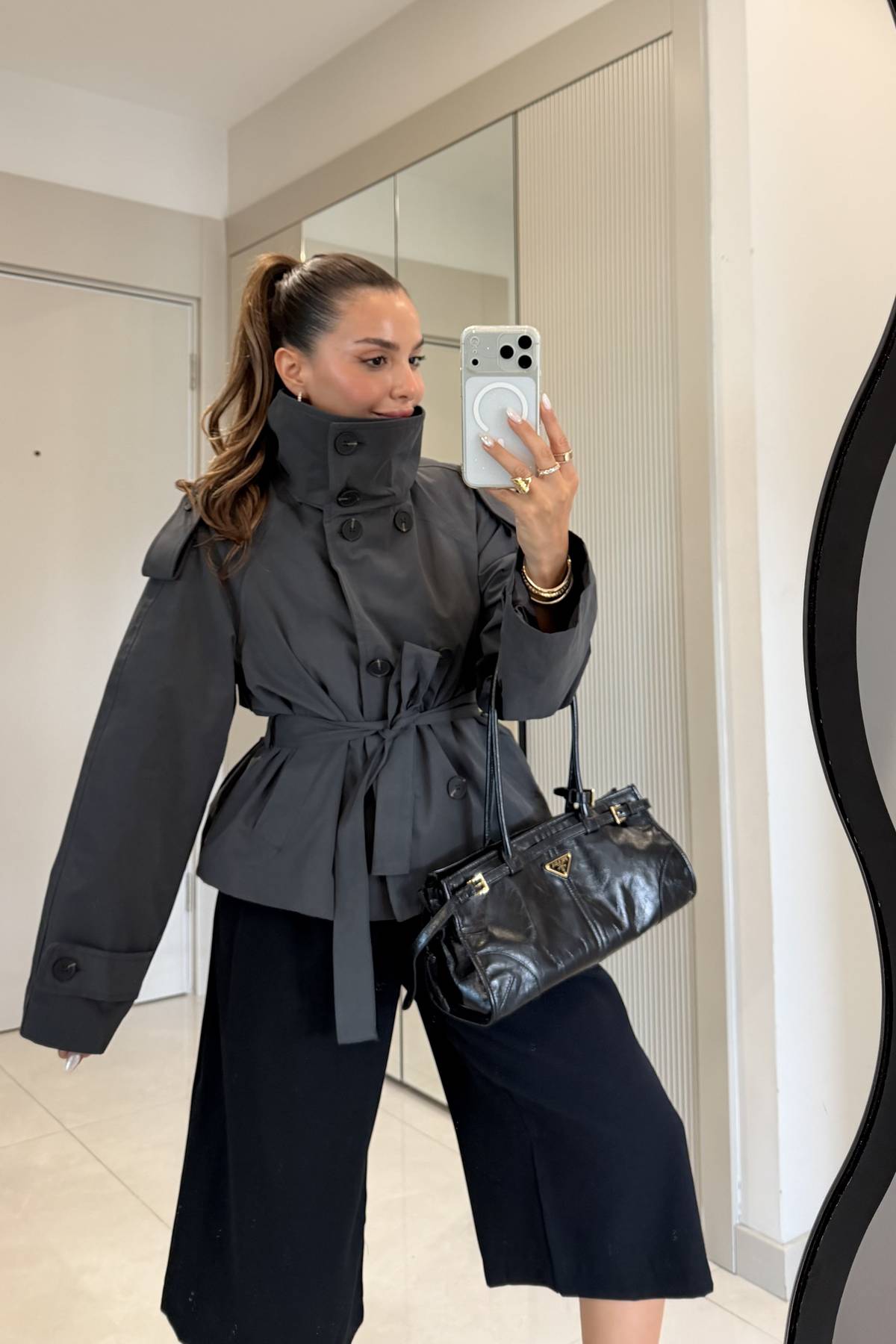 Saphira Belted Short Trench Coat — photograph 3
