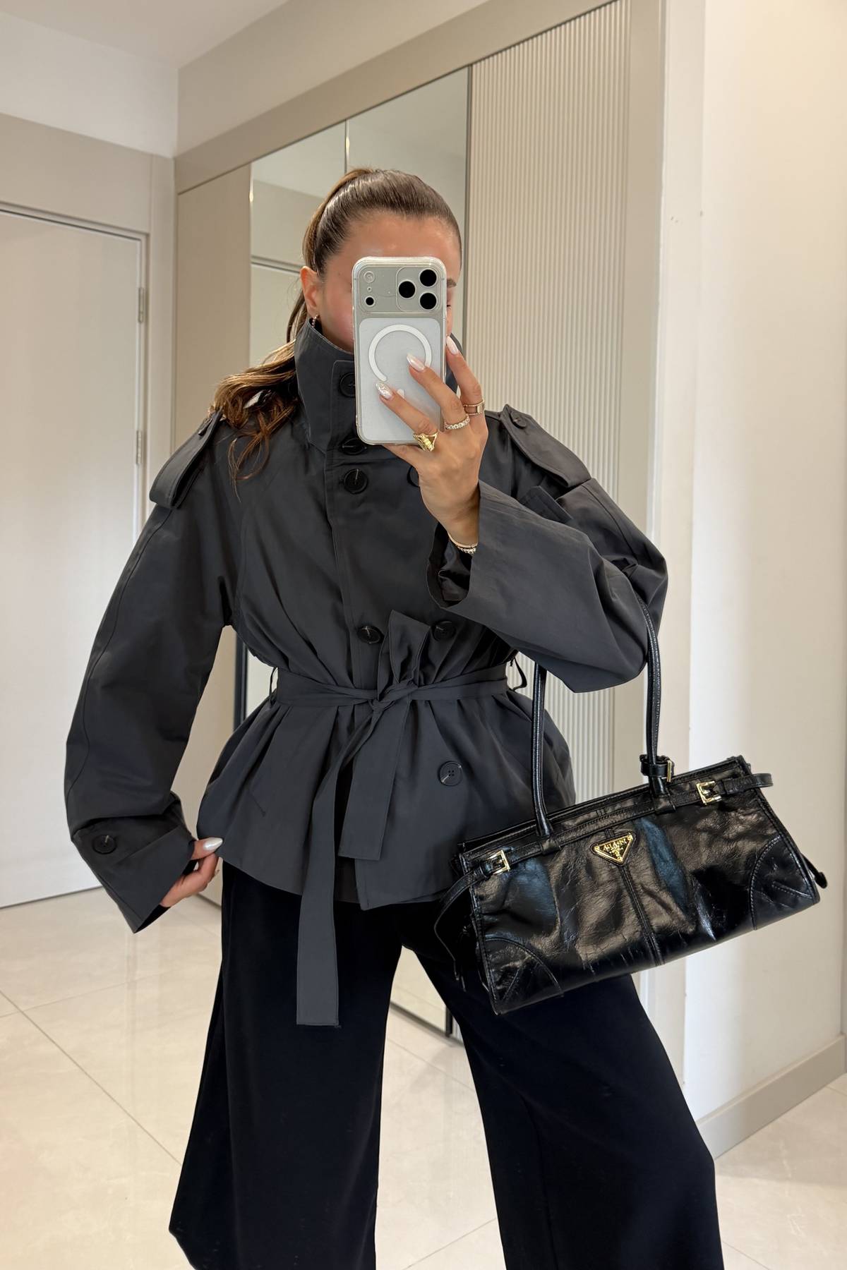 Saphira Belted Short Trench Coat — photograph 4