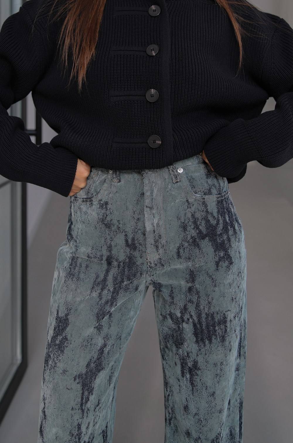Foil Print Velvet Jeans — photograph 4