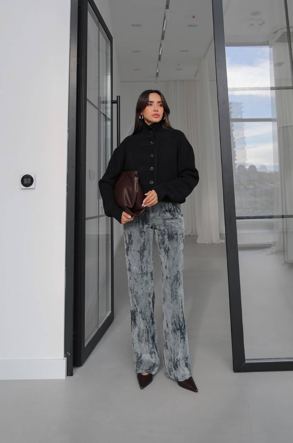 Foil Print Velvet Jeans — photograph 1