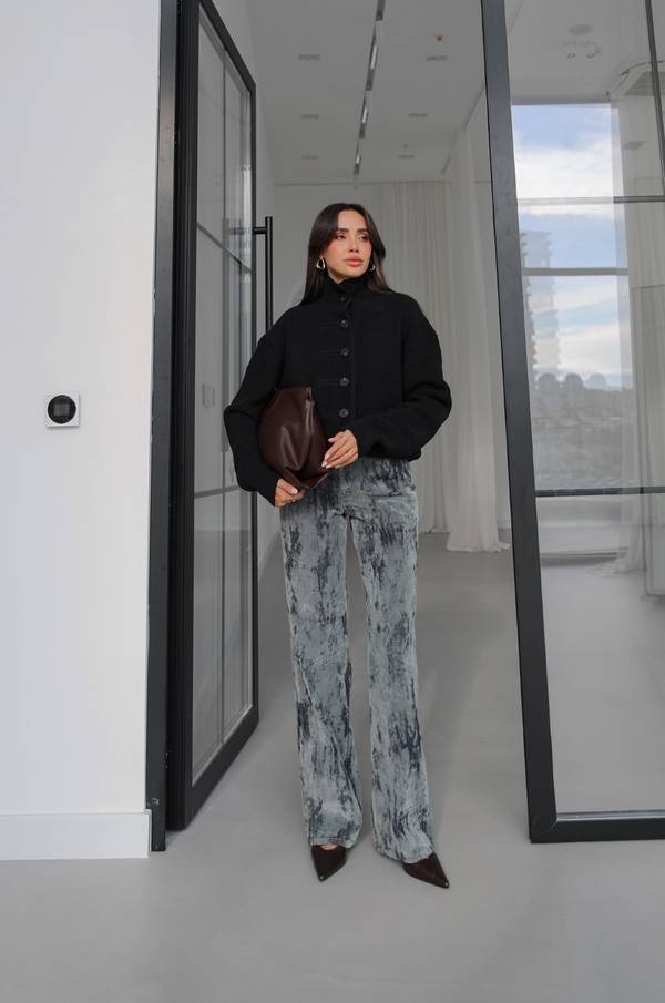 Foil Print Velvet Jeans