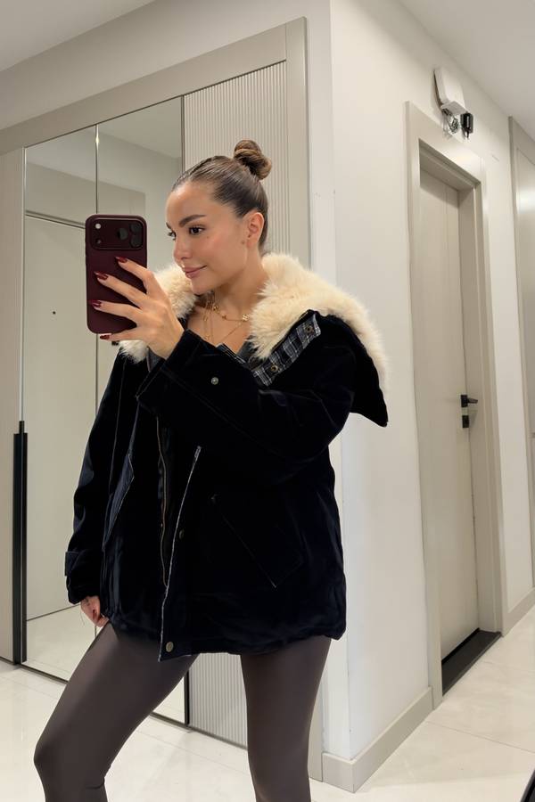 Lilly Fur Collar Suede Premium Coat