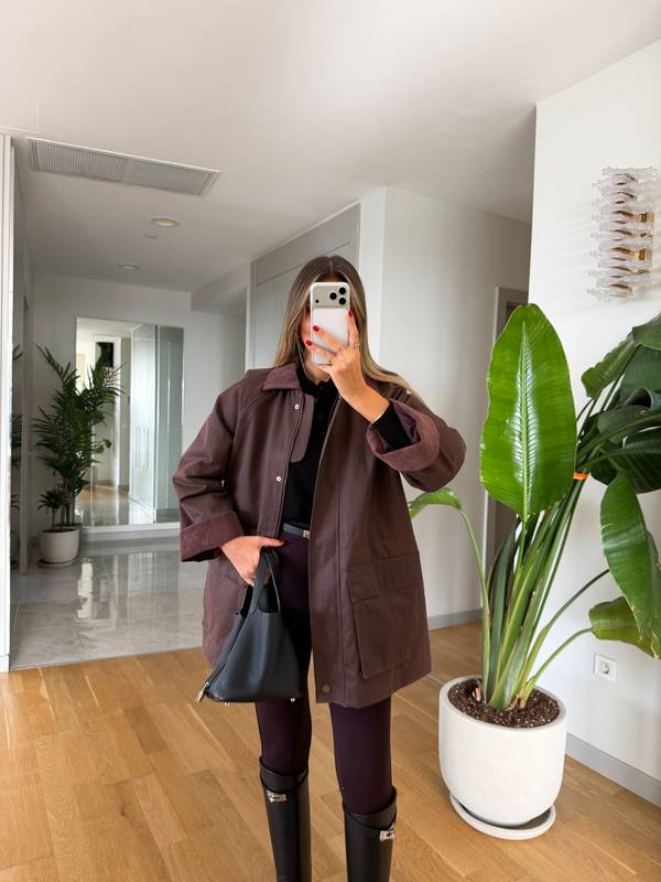 Velvet Collar Waxed Quilted Lined Jacket