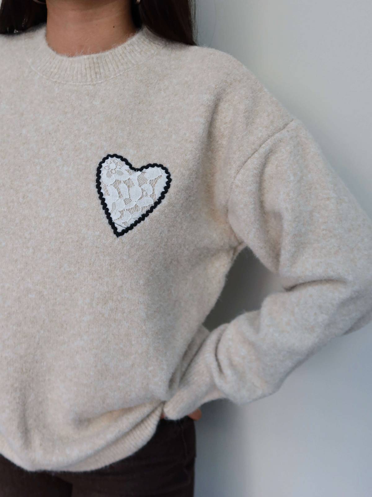 Lace Heart Detail Soft Knit Jumper — photograph 2