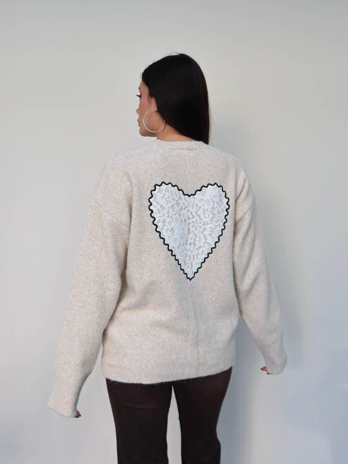 Lace Heart Detail Soft Knit Jumper — photograph 4